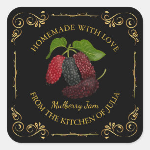 Étiquette Carré vintage à confiture de fraise mais