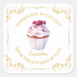 Étiquette Carré vintage Cupcake