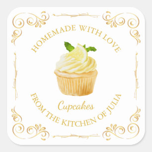 Étiquette Carré vintage Cupcake