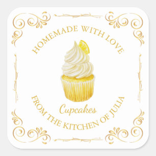Étiquette Carré vintage Cupcake