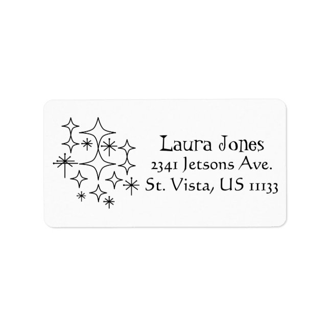 Étiquette Carreau moderne du milieu du siècle Starburts noir (Devant)