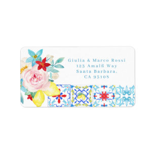 Étiquette Carreaux bleus méditerranéens d'Amalfi Adresse de