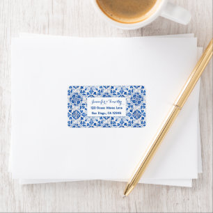 Étiquette Carreaux portugais Mariage bleu méditerranéen