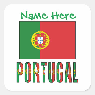 Étiquette Carrée de Drapeau du Portugal Personnali