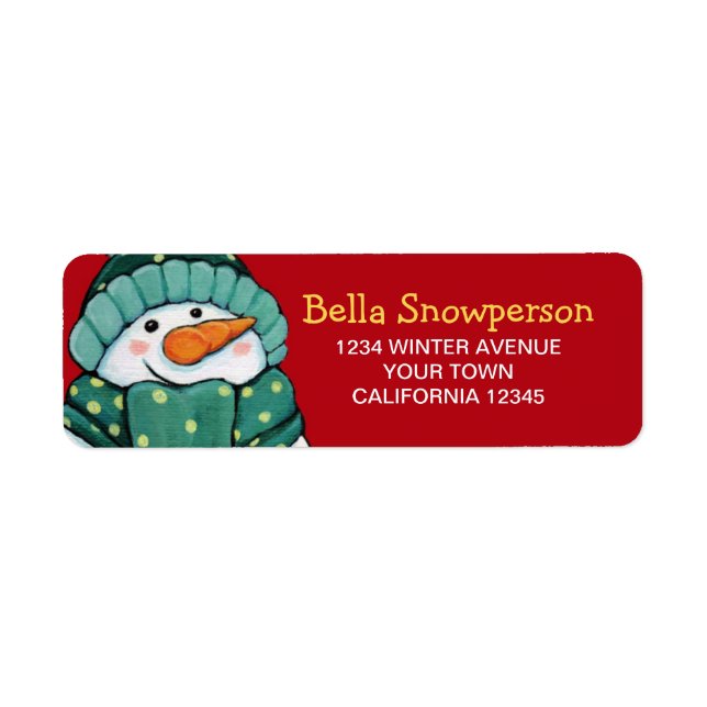 Étiquette Carrot Nez Snowman en Green Illustration (Devant)