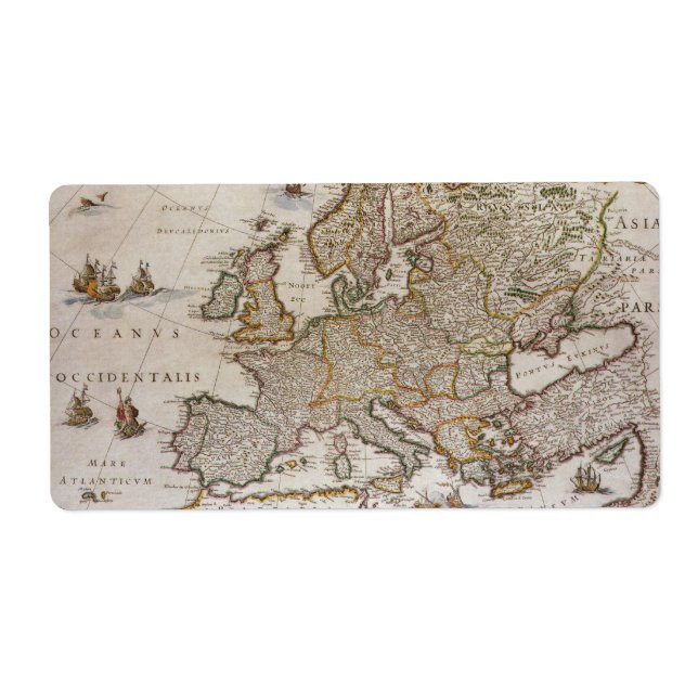 Étiquette Carte antique de l'Europe par Willem Jansz Blaeu,  (Devant)