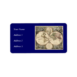 Étiquette Carte antique du monde par Nicolao Visscher, circa