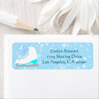 Étiquette Carte customisée Patinage Blue Snow Adresse de ret