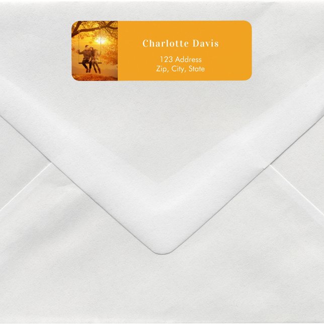 Étiquette Carte d'adresse de retour de mariage photo automne (Créateur téléchargé)