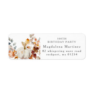 Étiquette Carte d'anniversaire 100 ans citrouille automne fl
