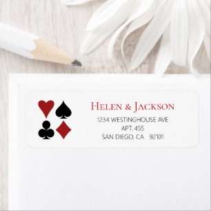 Étiquette Carte de Jeu Blanc Noir Convient Las Vegas Mariage