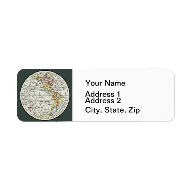 Étiquette Carte de l'hémisphère occidental Globe Travel (Devant)