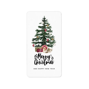 Étiquette Carte de Noël Arbre de Noël Joyeux Noël Vacances