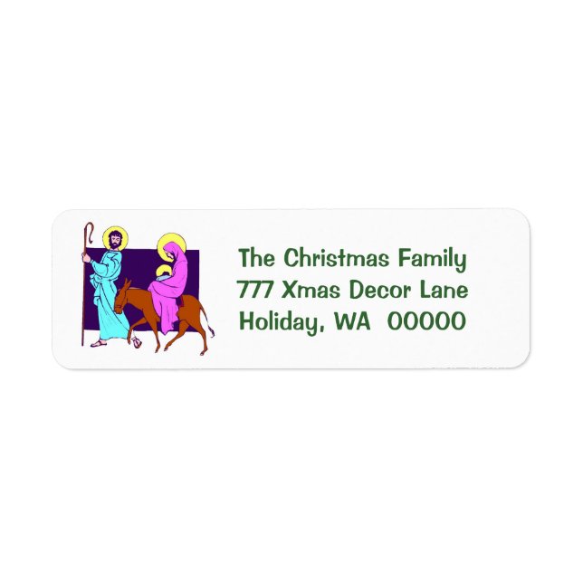 Étiquette Carte de Noël de la Sainte Famille Retourner l'adr (Devant)