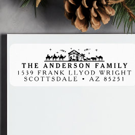 Étiquette Carte de Noël Nativité Customisée Adresse de retou