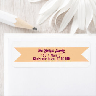 Étiquette Carte de Noël Simple Bannière Pêche & Prune