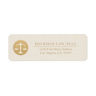Étiquette Carte de visite avec logo Justice en or et lin bei