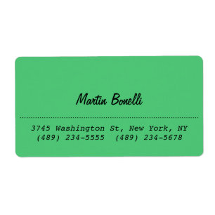 Étiquette Carte de visite verte émeraude à coin arrondi