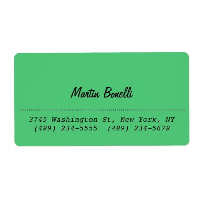 Étiquette Carte de visite verte émeraude à coin arrondi (Devant)