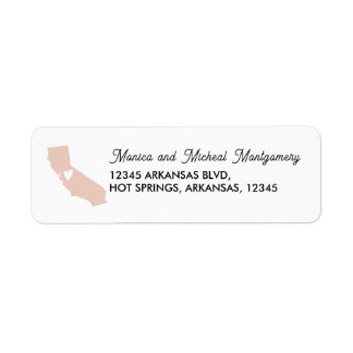 Étiquette Carte d'Etat de CALIFORNIE avec coeur - N'IMPORTE 