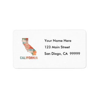 Étiquette Carte d'état de la mosaïque de polygone CALIFORNIE