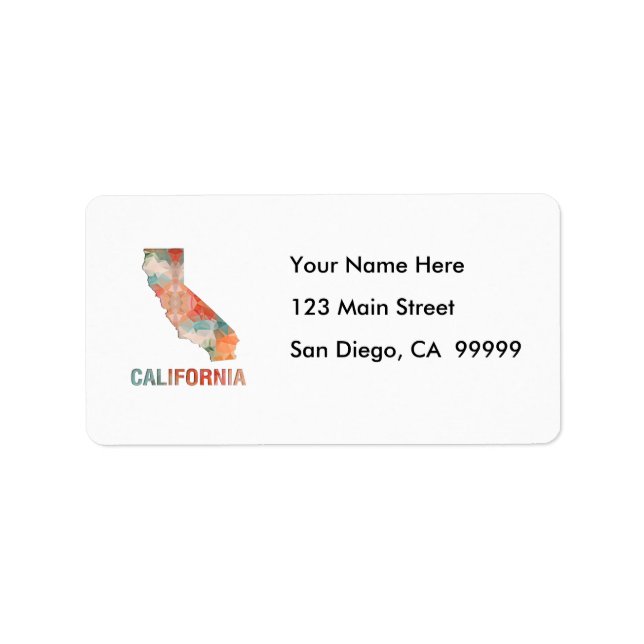 Étiquette Carte d'état de la mosaïque de polygone CALIFORNIE (Devant)