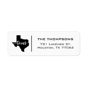 Étiquette Carte d'état minimaliste moderne du Texas