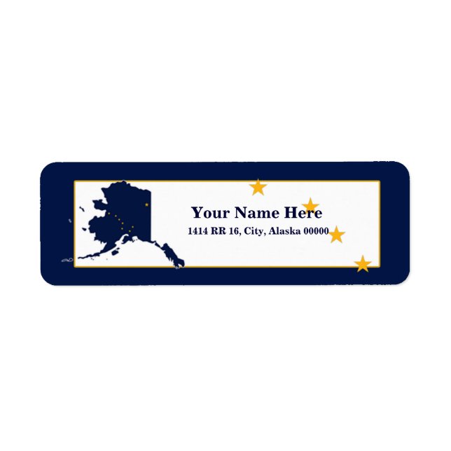 Étiquette Carte du drapeau de l'Alaska Design Adresse de ret (Devant)