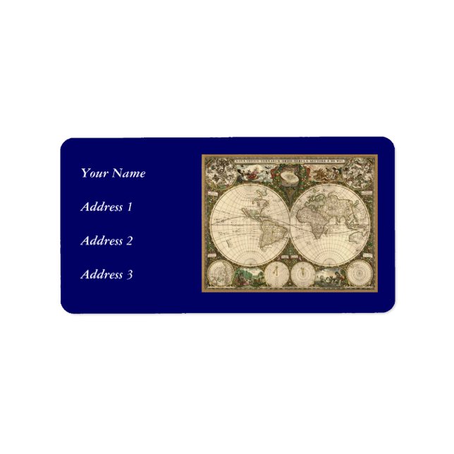 Étiquette Carte du monde 1660 par Frederick de Wit (Devant)