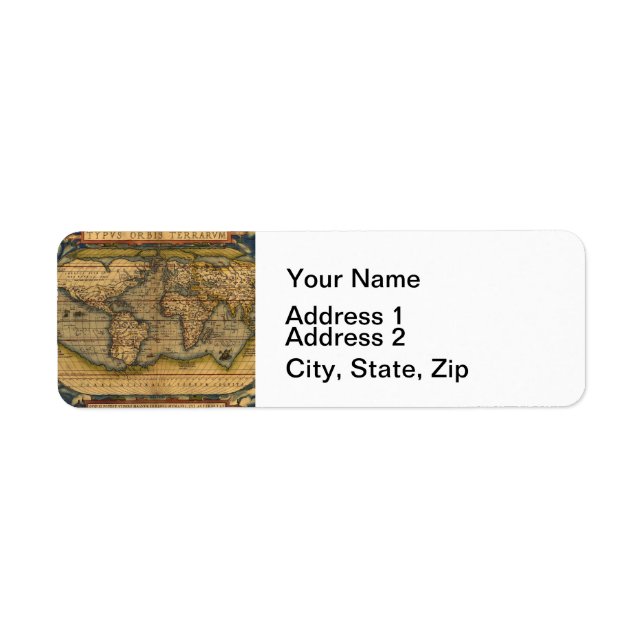 Étiquette Carte du monde Antique Ortellius Europe Voyage (Devant)