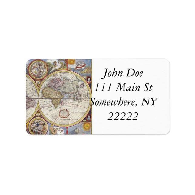 Étiquette Carte du monde Vintage 1626 (Devant)