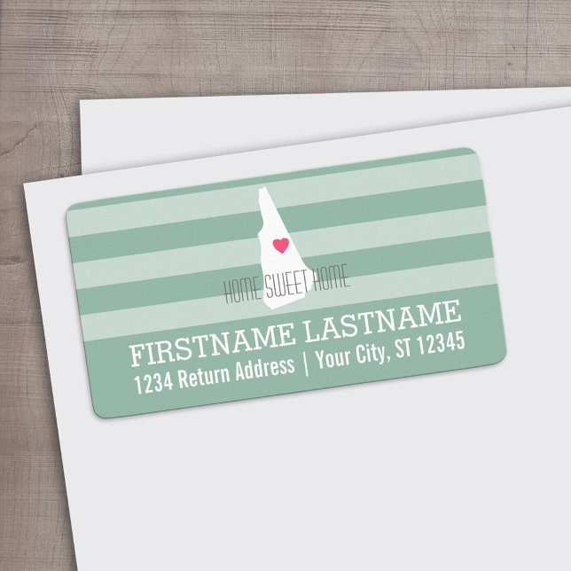 Étiquette Carte du New Hampshire Accueil Amour de l'État - C (Custom Address Label)