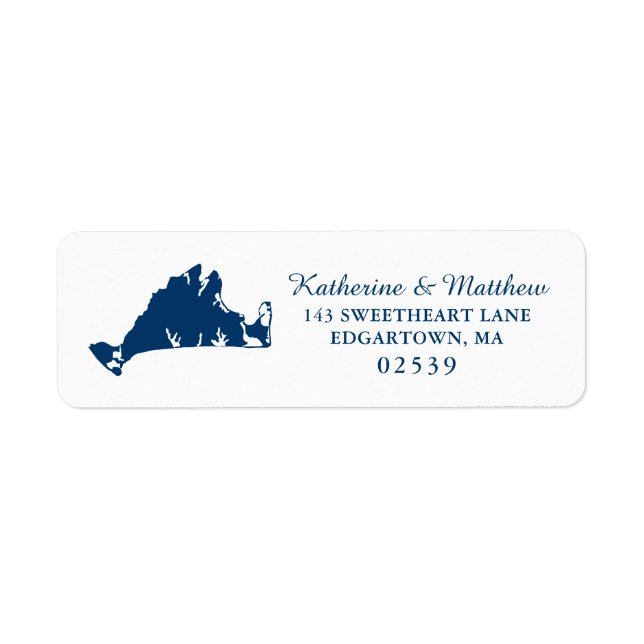 Étiquette Carte du vignoble Navy Blue Marthas Mariage (Devant)