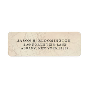 Étiquette Carte géographique opaque Vintage Adresse de ret