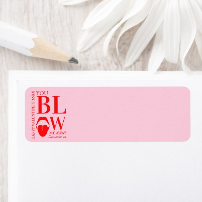Étiquette Carte Jour des Valentines Rouge Rose (En situation)
