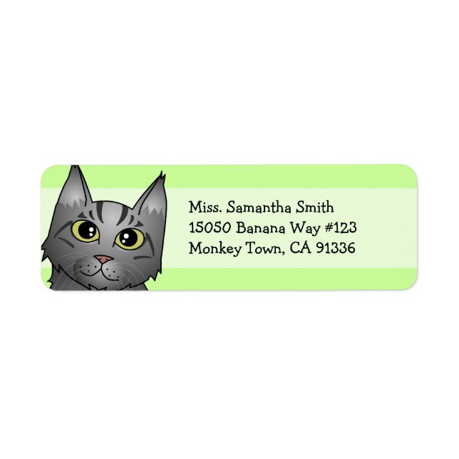 Étiquette Carton de chat en coton Maine - Tabby en argent (Devant)