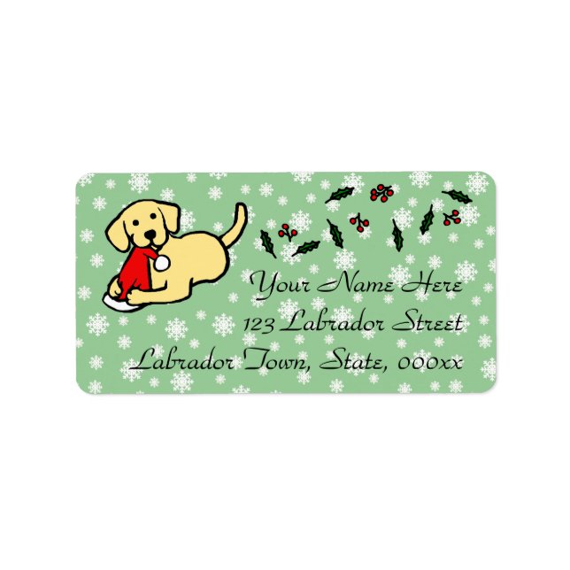 Étiquette Carton de Noël du Labrador jaune (Devant)