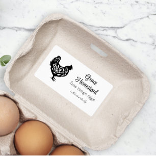 Étiquette Carton d'oeuf de poulet de ferme mignonne