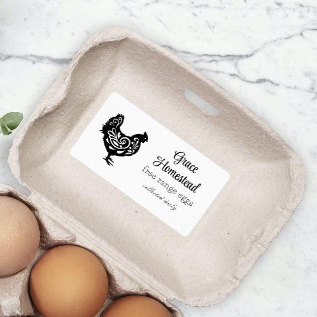 Étiquette Carton d'oeuf de poulet de ferme mignonne (Créateur téléchargé)