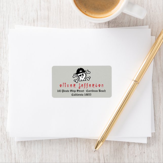 Étiquette Carton Pirate Skeleton Skull Kid Birthday Adresse (En situation)