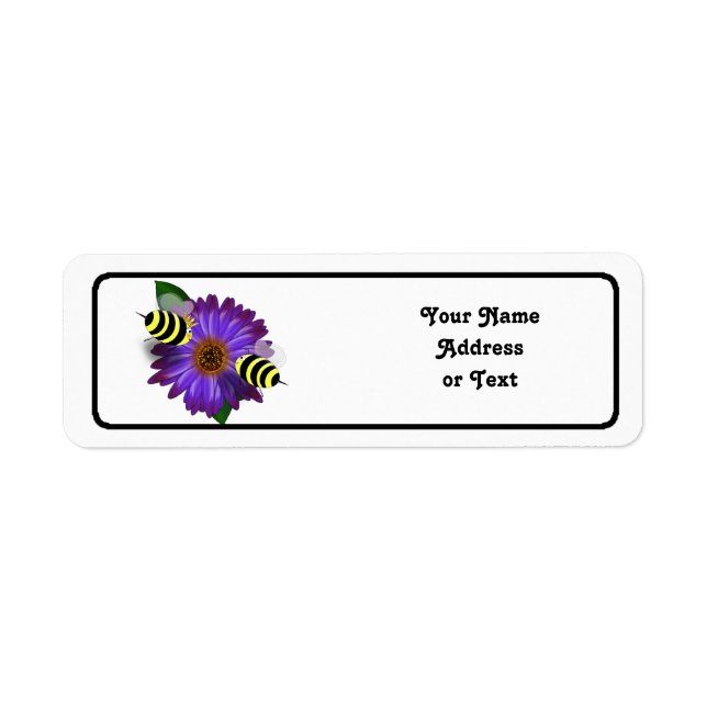 Étiquette Cartoon Honey Abeilles Réunion sur les fleurs viol (Devant)