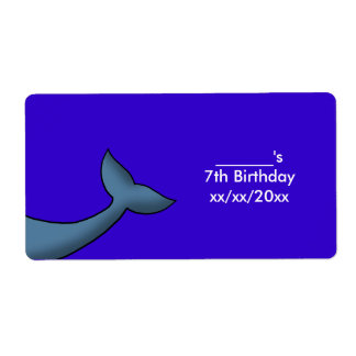 Étiquette Cartoon Humpback Whale Tail Vin ou bouteille d'eau