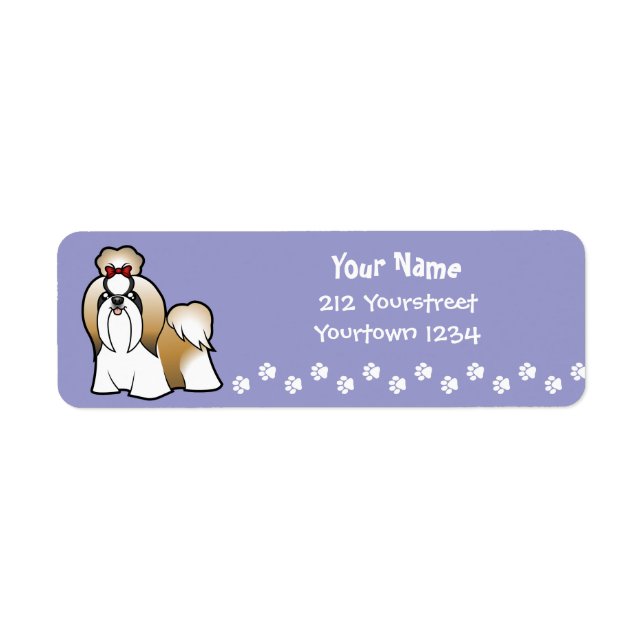 Étiquette Cartoon Shih Tzu (show cut) (Devant)