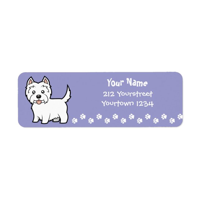 Étiquette Cartoon West Highland White Terrier (Devant)