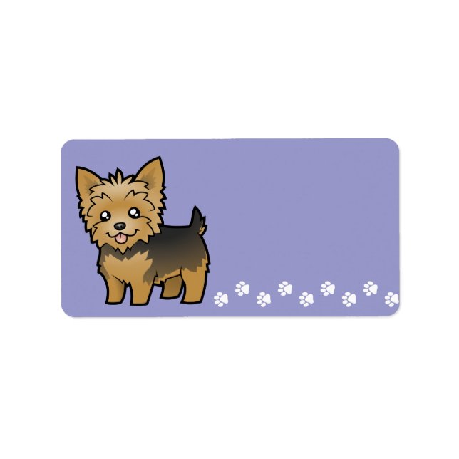 Étiquette Cartoon Yorkshire Terrier (cheveux courts sans arc (Devant)