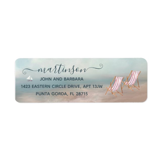 Étiquette Cascade paisible Beach Voilier Adresse de retour (Devant)