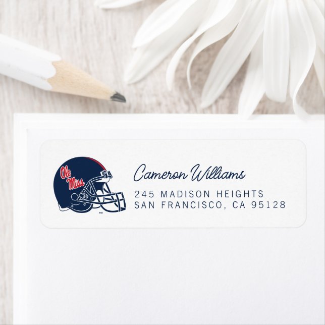 Étiquette Casque Ole Miss Football | bleu foncé (En situation)