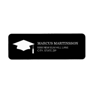 Étiquette Casquette de remise des diplômes noir blanc