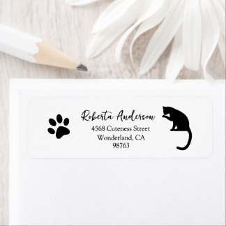 Étiquette Cat Paw Print Address Labels, Return Address