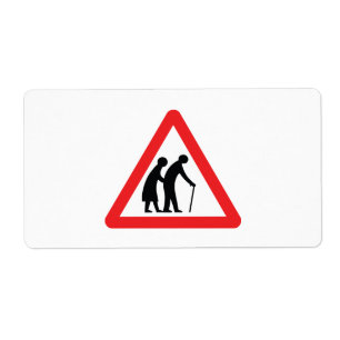 Étiquette CAUTION Personnes ÂGÉES - VOYAGE UK
